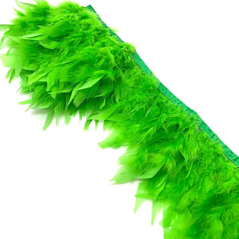 Shekyeon Turkey Feathers Fringe Trim for Party Clothing DIY Sewing Crafts Decoration Pack of 2 Yards (Lime Green) - Image 3